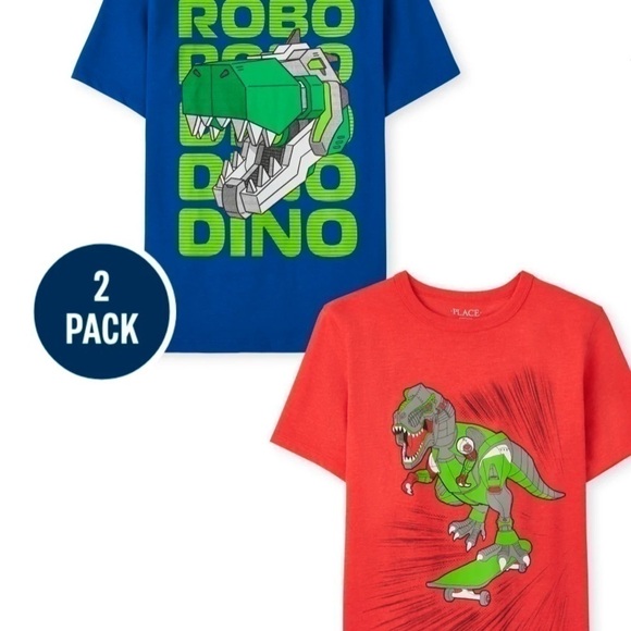 NEW! Boys Robo Dino Graphic Tee 2-Pack size XXL (16) - Picture 1 of 7